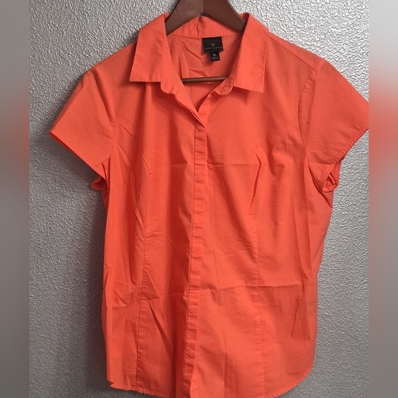 Worthington Short Sleeve Orange Blouse Size XL - Picture 7 of 12
